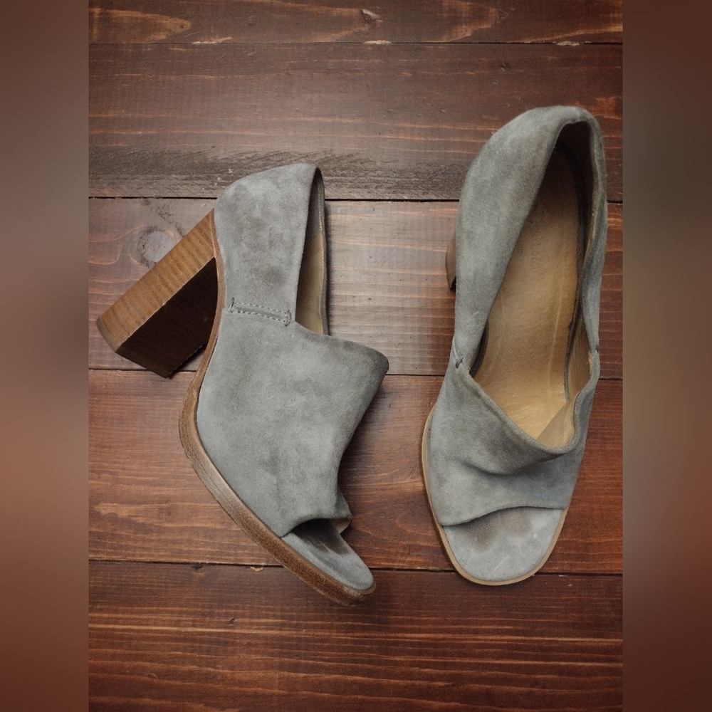 Rag & Bone Myra Suede Peep Toe Block Heels - Picture 3 of 10